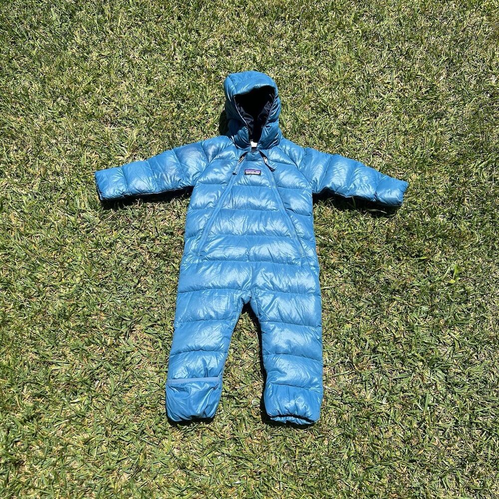 Patagonia Blue Hi-Loft Down Puffer Snowsuit 6-12 Bunting Baby Outerwear